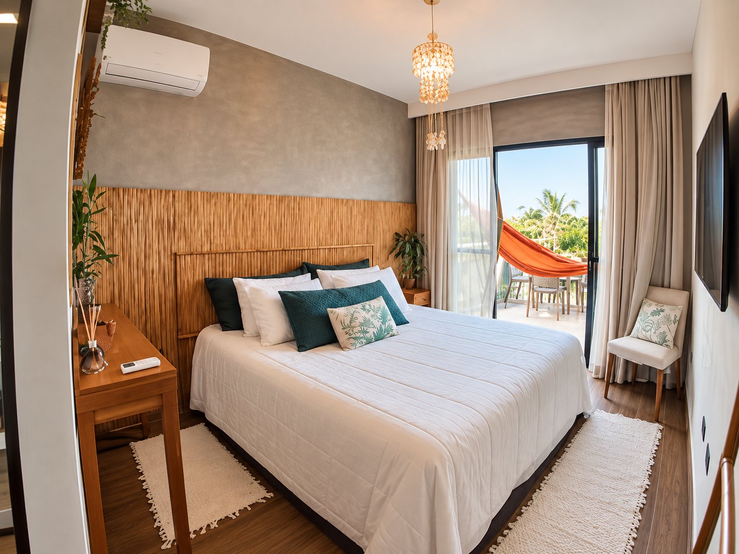 Quarto boho-tropical